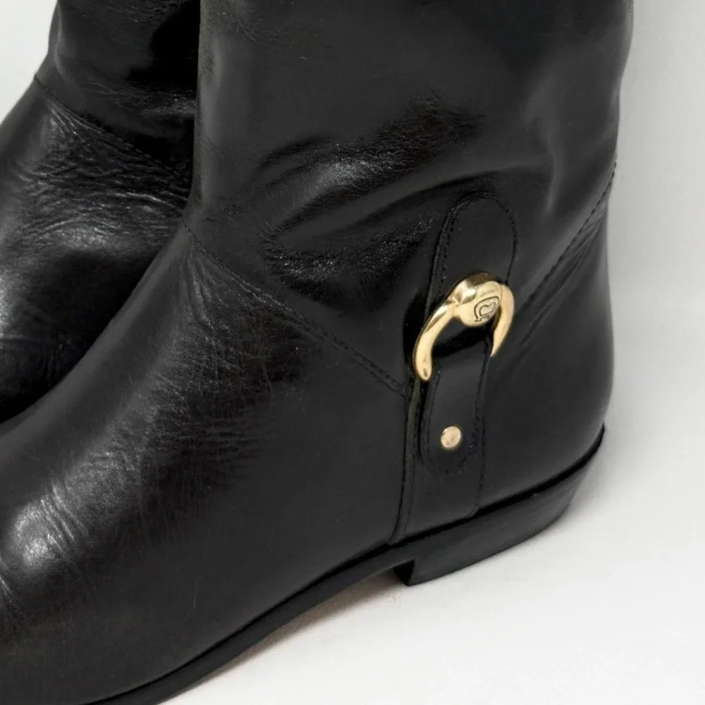 Etienne Aigner Vintage Brown Leather Tall Derby Riding‎ Boots 7M Academia Preppy